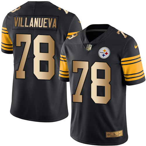 Nike Steelers #78 Alejandro Villanueva Black Men's Stitched NFL Limited Gold Rush Jersey - Click Image to Close
